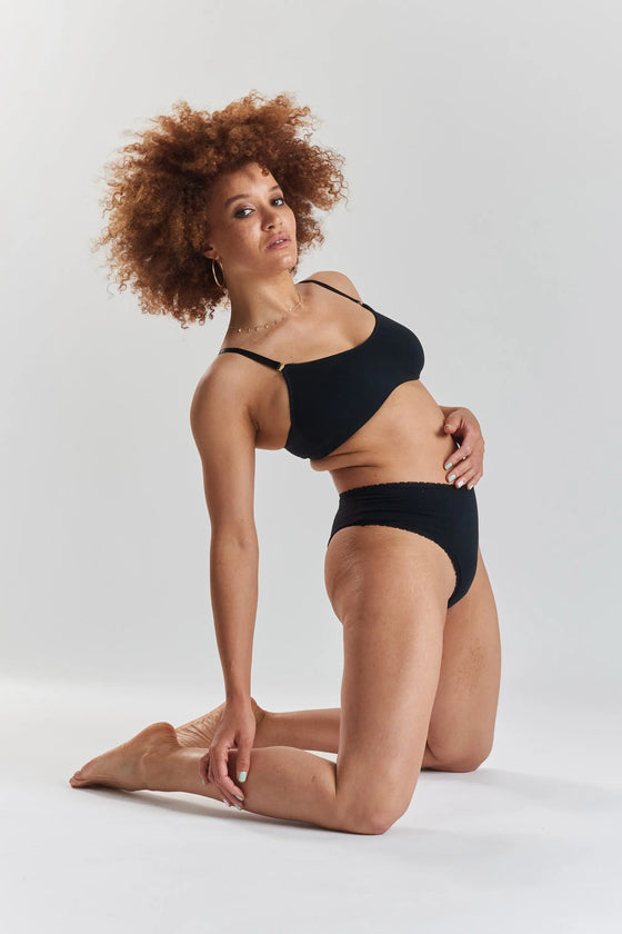 Myrtle Organic Stretch-Cotton Soft Bralette - Volcanic Black Peachaus