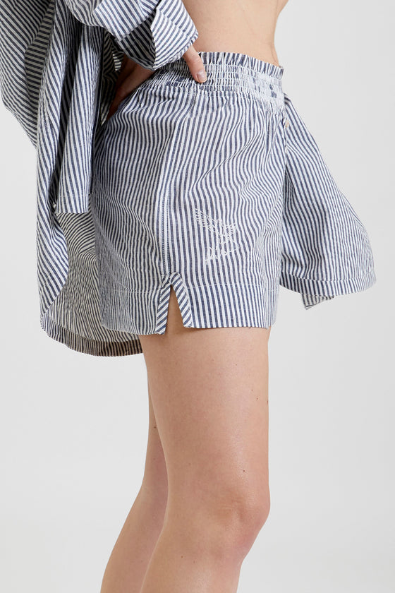 Lomandra Ethical-Cotton Pyjama Shorts - Charcoal Stripe