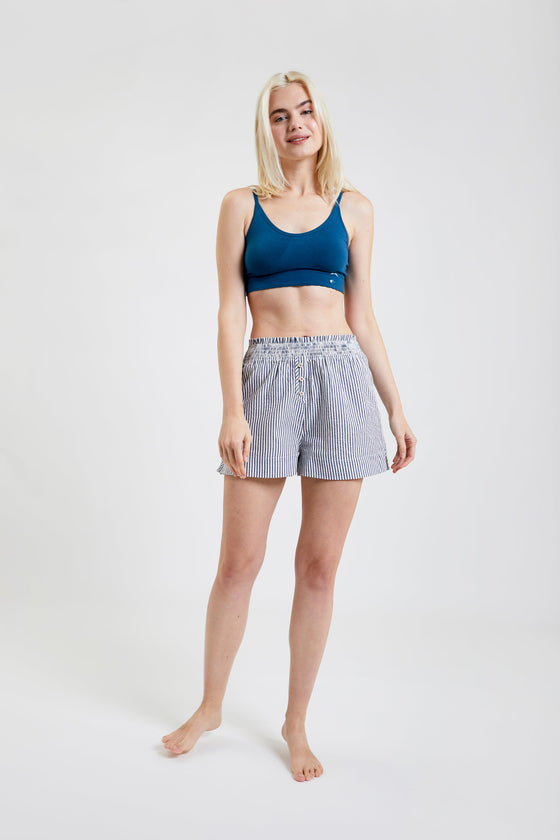 Lomandra Ethical-Cotton Pyjama Shorts - Charcoal Stripe