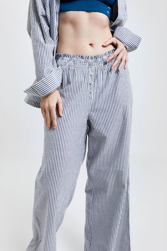 Chicory Striped Woven-Cotton Pyjama Trousers - Charcoal Stripe