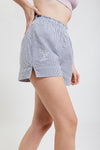 Lomandra Ethical-Cotton Shorts - Pinstripe Charcoal Peachaus