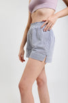 Lomandra Ethical-Cotton Shorts - Pinstripe Charcoal Peachaus