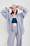 Yew Striped Ethical-Cotton Pyjama Shirt - Pinstripe Charcoal