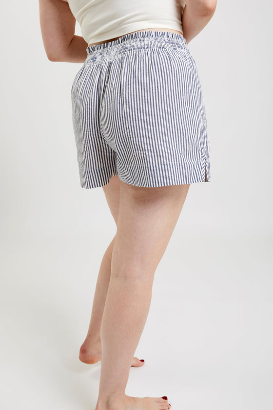 Lomandra Ethical-Cotton Pyjama Shorts - Charcoal Stripe