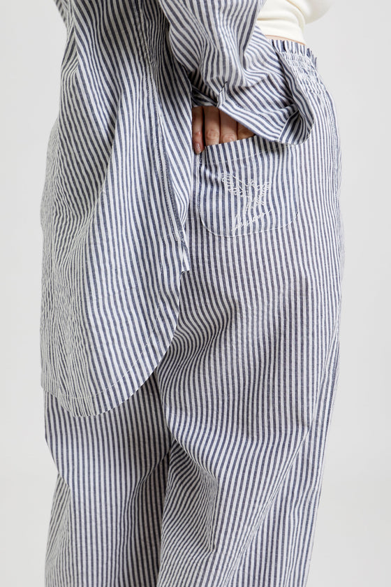 Chicory Striped Woven-Cotton Pyjama Trousers - Charcoal Stripe