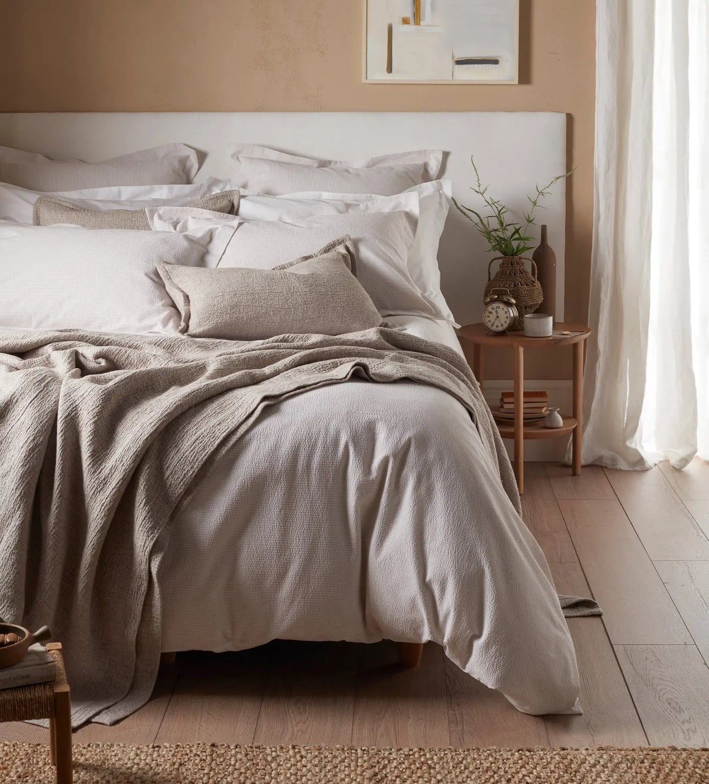 Natural Seersucker Stripe 100% Cotton Bed Linen The Secret Linen Store