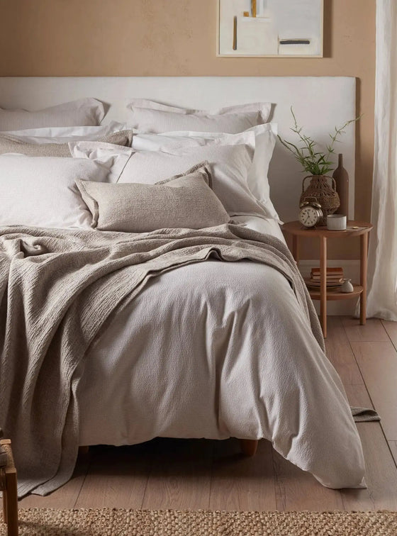 Natural Seersucker Stripe 100% Cotton Bed Linen The Secret Linen Store