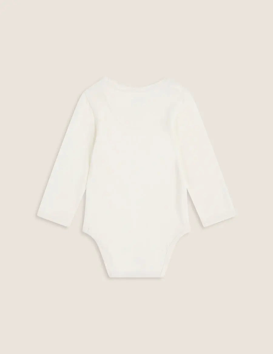 Natural White Baby Long Sleeve Bamboo Bodysuit Boody