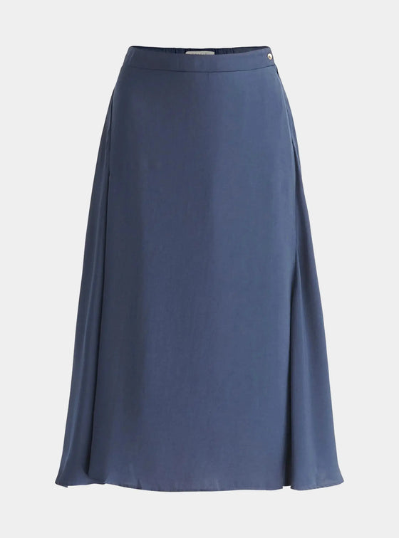 Navy Asymmetric Hem Skirt Paisie