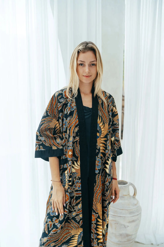 Navy Batik Kimono Robe Wear the World