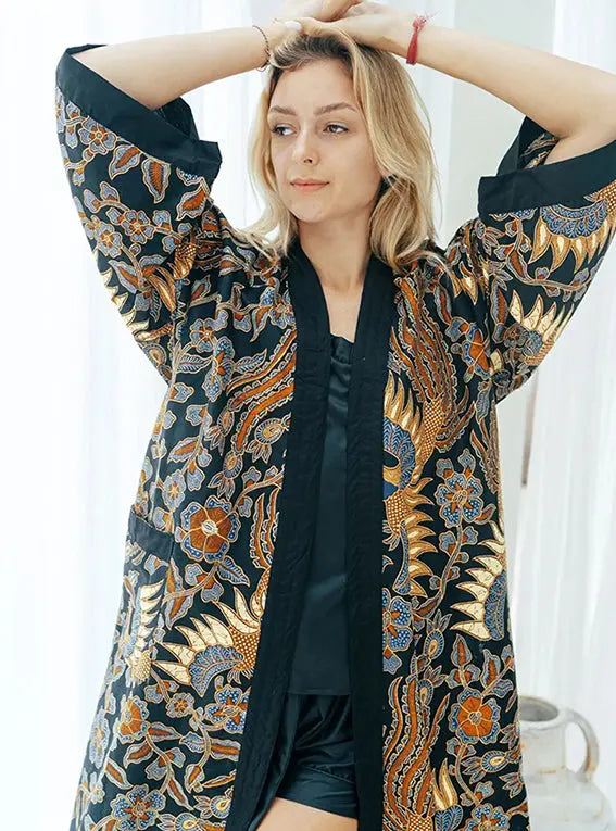 Navy Batik Unisex Kimono Robe SUKARA