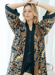  Navy Batik Unisex Kimono Robe SUKARA