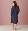 Navy Blue Layla 100% Linen Robe The Secret Linen Store