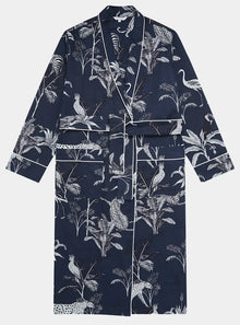  Navy Botanical Jungle Organic Cotton Robe Myza