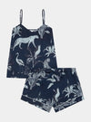 Navy Botanical Jungle Women's Cami Organic Cotton Short Set Myza