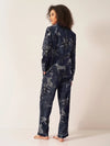 Navy Botanical Jungle Women's Long Sleeve Organic Cotton Pyjama Trouser Set Myza