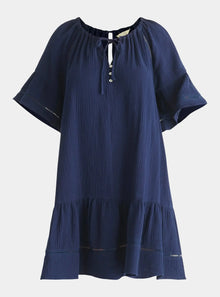  Navy Cheesecloth Swing Dress Paisie