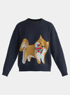 Navy Christmas Jumper With Dog and Mistletoes Paisie