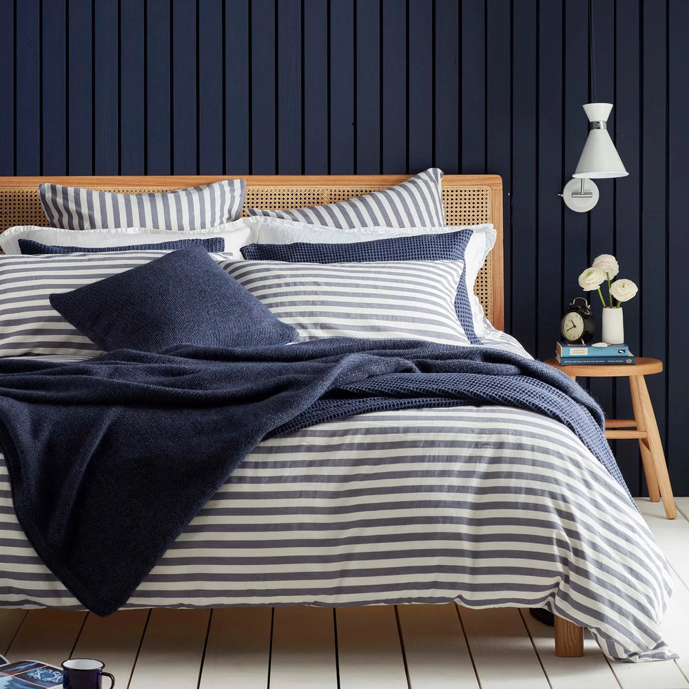 Navy Coastal Stripe 100% Cotton Bed Linen The Secret Linen Store