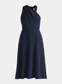  Navy Cowl Neck Dress Paisie