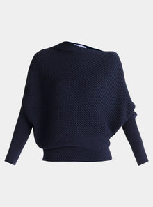  Navy Draped Knitted Jumper Paisie