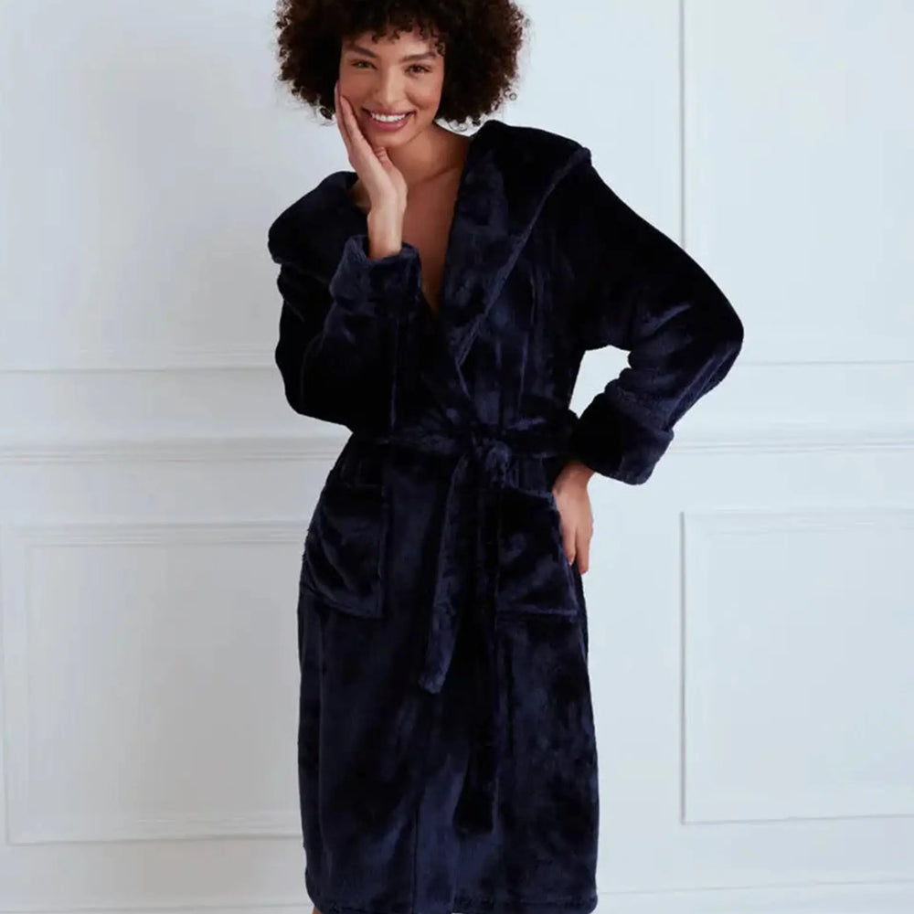 Navy Fleece Dressing Gown Chelsea Peers