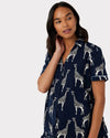 Navy Giraffe Maternity Print Organic Cotton Short Pyjama Set Chelsea Peers