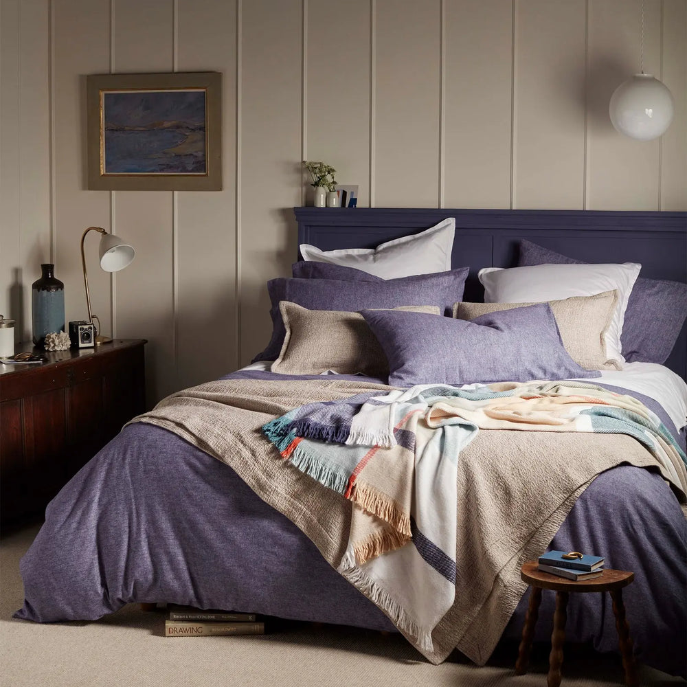 Navy Henry Brushed 100% Organic Cotton Bed Linen The Secret Linen Store