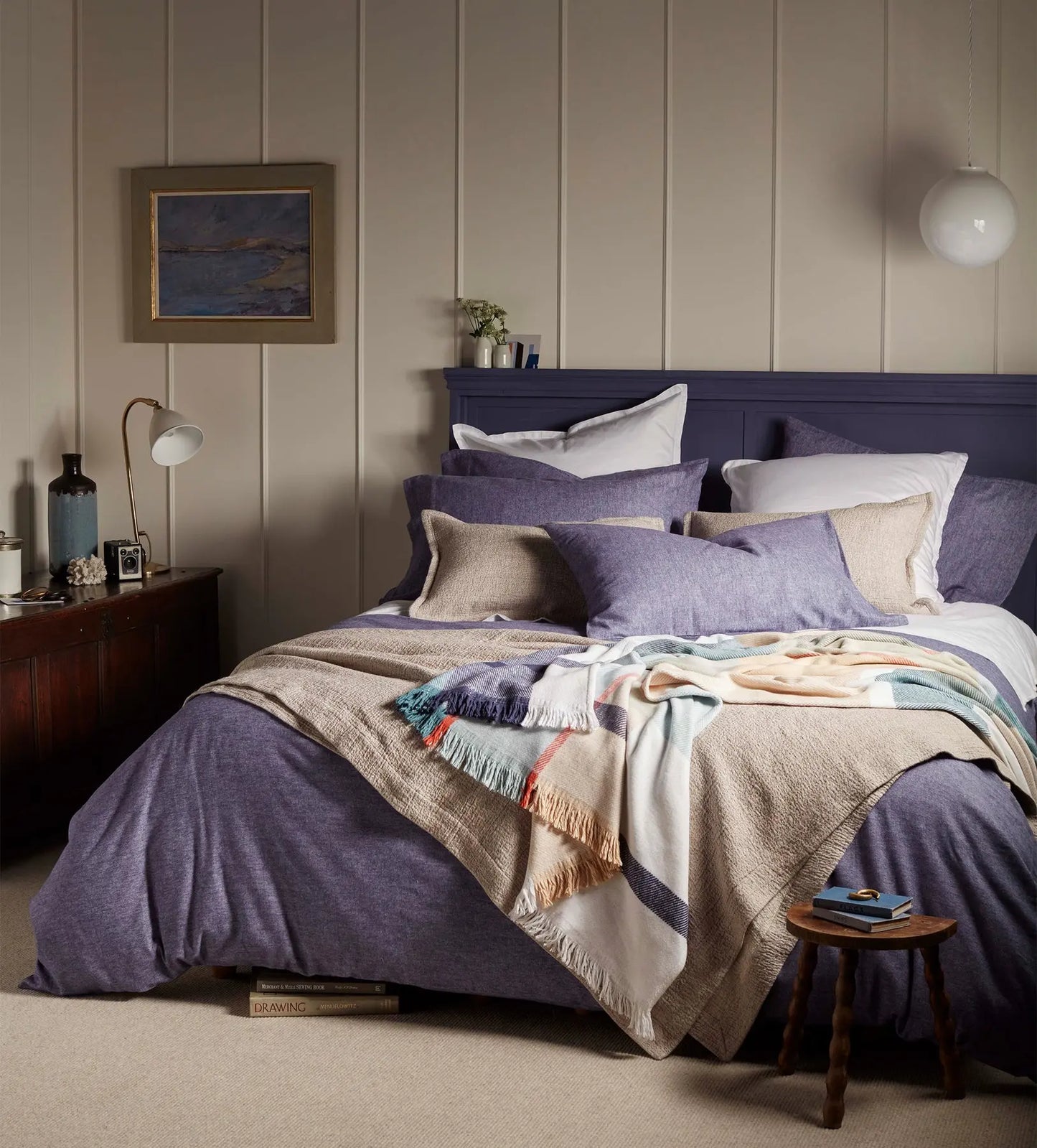 Navy Henry Brushed 100% Organic Cotton Bed Linen The Secret Linen Store