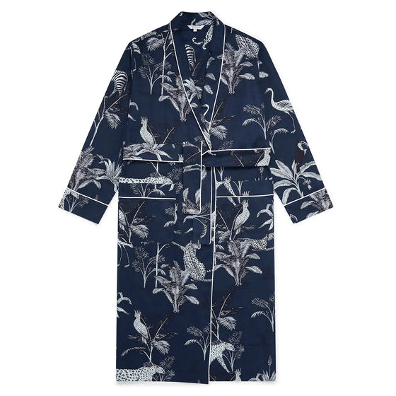 Navy Jungle Organic Cotton Robe Myza