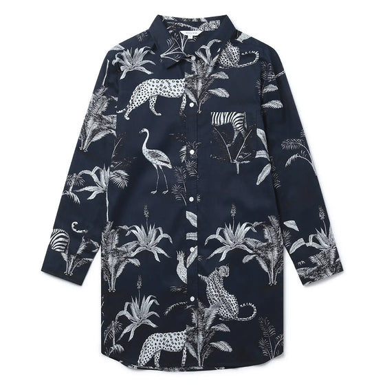 Navy Jungle Women's Organic Cotton Nightshirt Myza