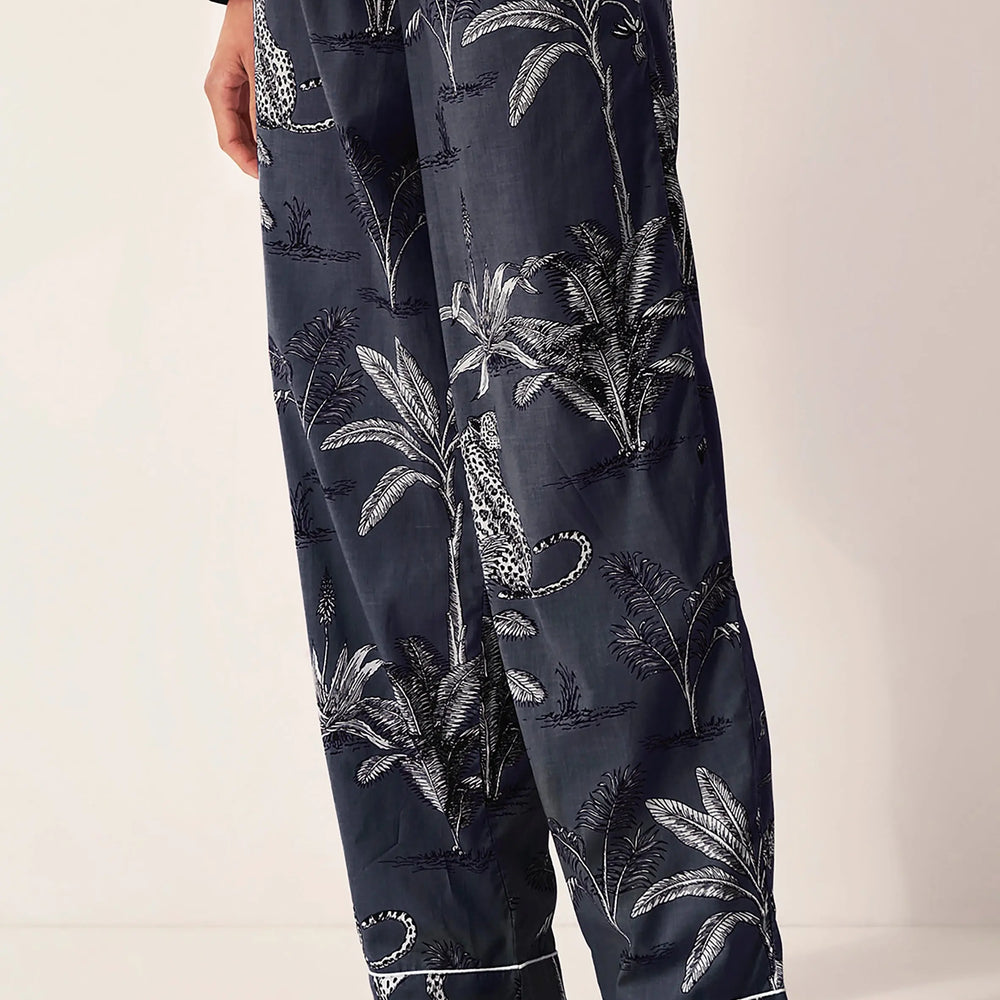 Navy Jungle Women's Organic Cotton Pyjama Trouser Myza