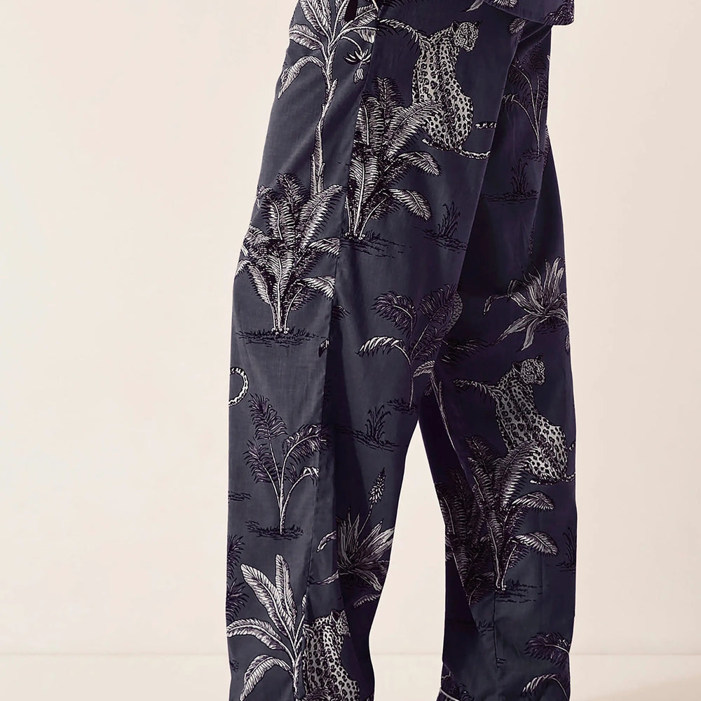 Navy Jungle Women's Organic Cotton Pyjama Trouser Myza