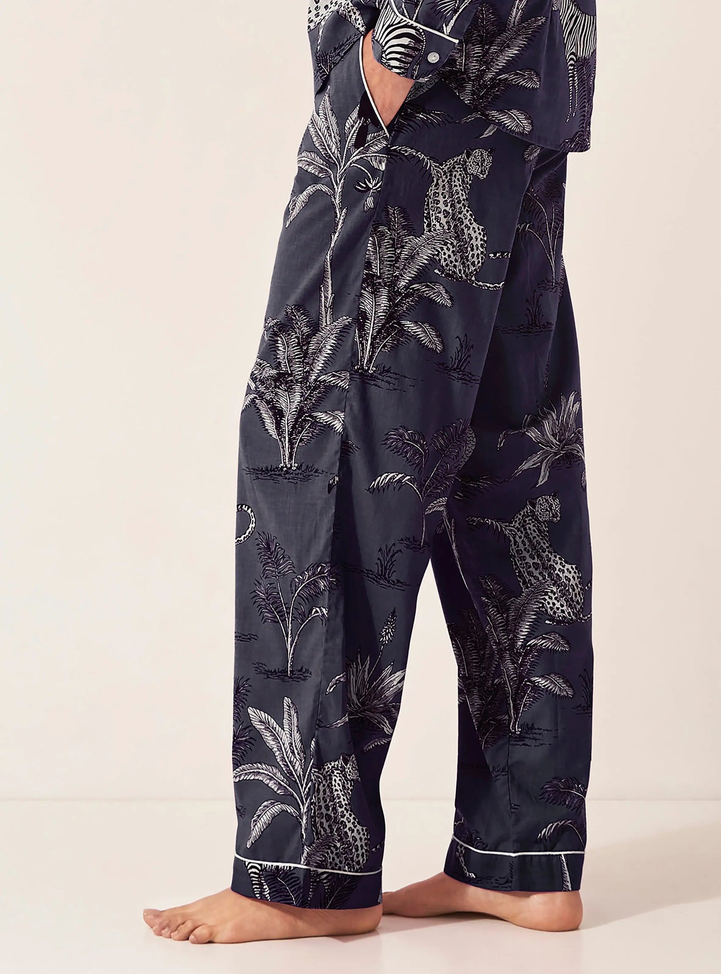 Navy Jungle Women's Organic Cotton Pyjama Trouser Myza