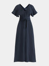 Navy Maxi Waist Tie Dress Paisie