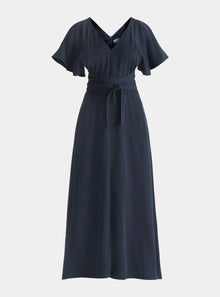  Navy Maxi Waist Tie Dress Paisie