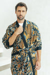 Navy Men's Batik Robe Wear the World