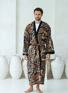  Navy Men's Full Length Batik Robe SUKARA