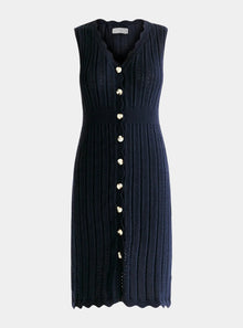  Navy Pointelle Knitted Dress Paisie