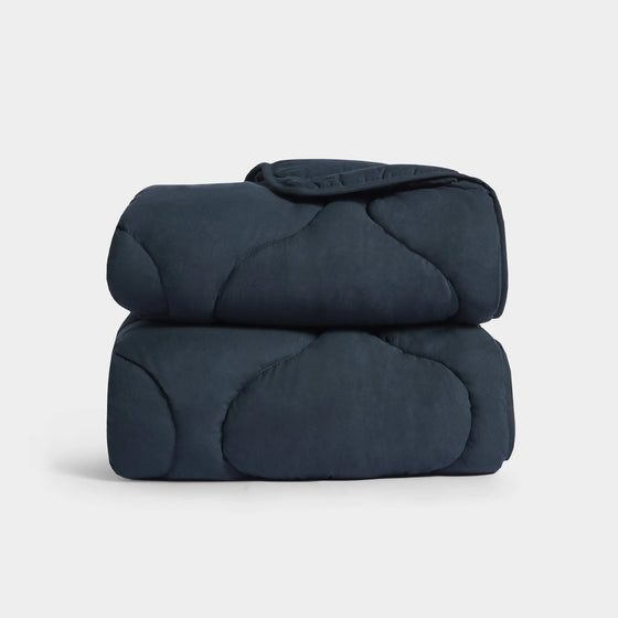 Navy Quilted Snuggle Blanket Ethical Bedding