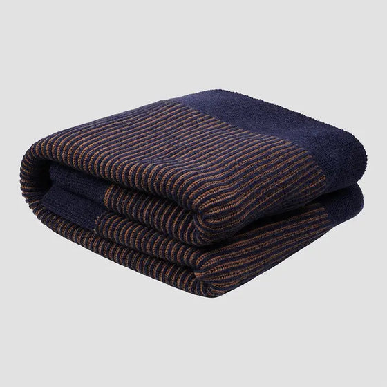 Navy Striped Knitted Throw Piglet