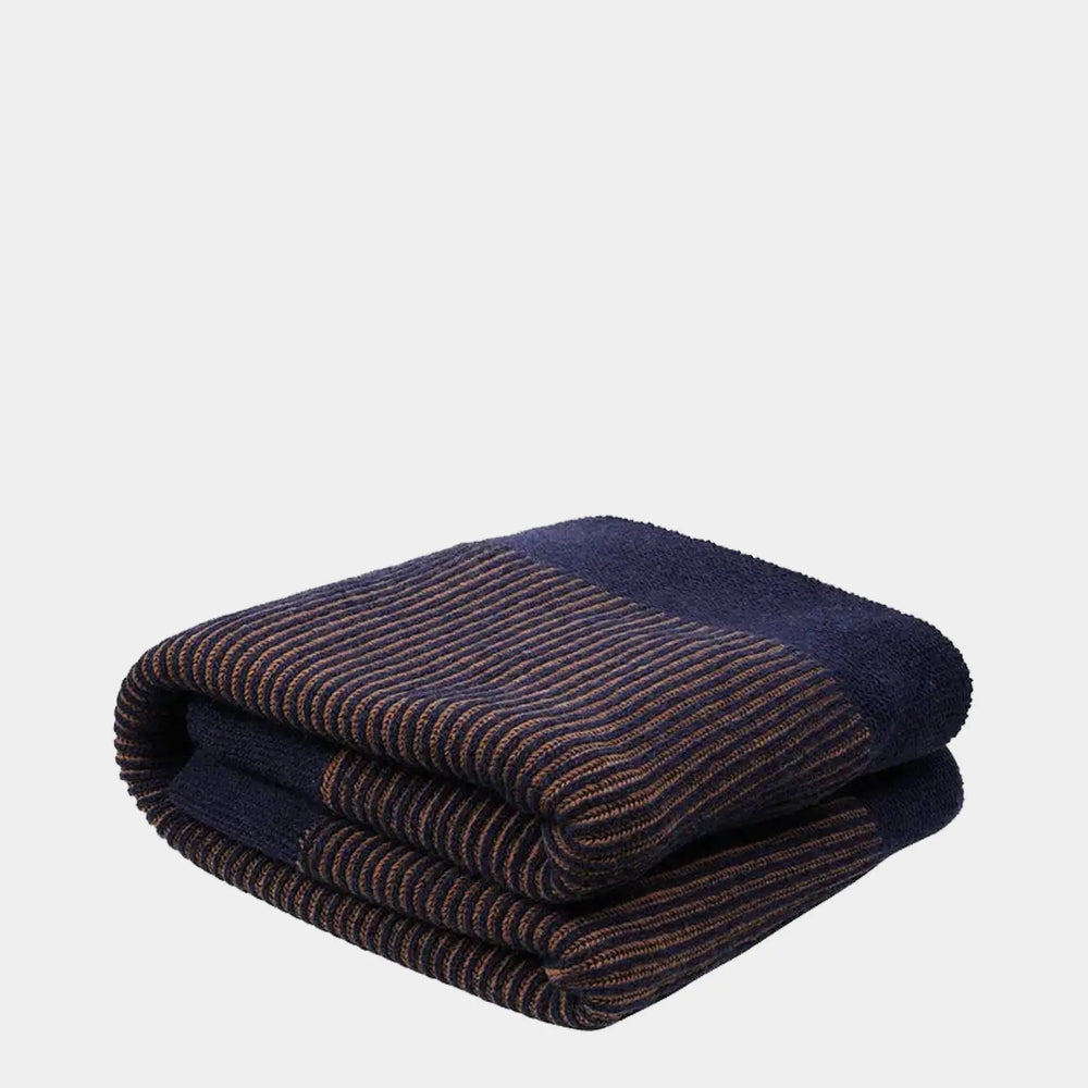 Navy Striped Knitted Throw Piglet