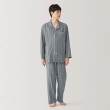  Navy Stripes Men's Side Seamless Double Gauze Pyjamas MUJI UK