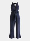 Navy Waist Tie Jumpsuit Paisie