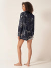 Navy Botanical Jungle Women's Long Sleeve Organic Cotton Pyjama Short Set