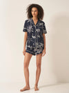 Navy Botanical Jungle Women's Short Sleeve Organic Cotton Pyjama Short Set