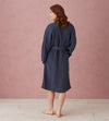 Navy Blue Layla 100% Linen Robe The Secret Linen Store