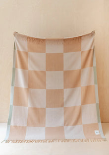  Neutral Checkerboard Cashmere & Merino Blanket