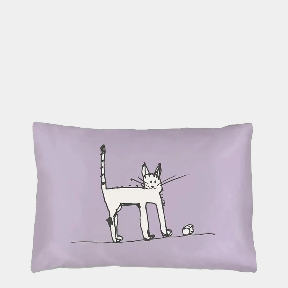 Nills Cat With Dice Silk Pillowcase for Children Long Studio Design