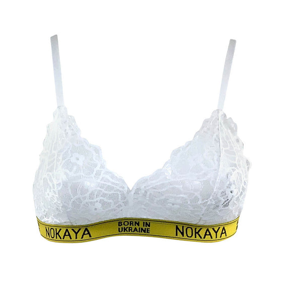 Born in Ukraine Image Lace Bralette White